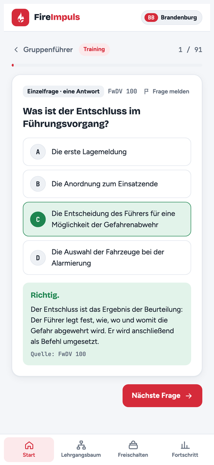 Bildschirmfoto der App
